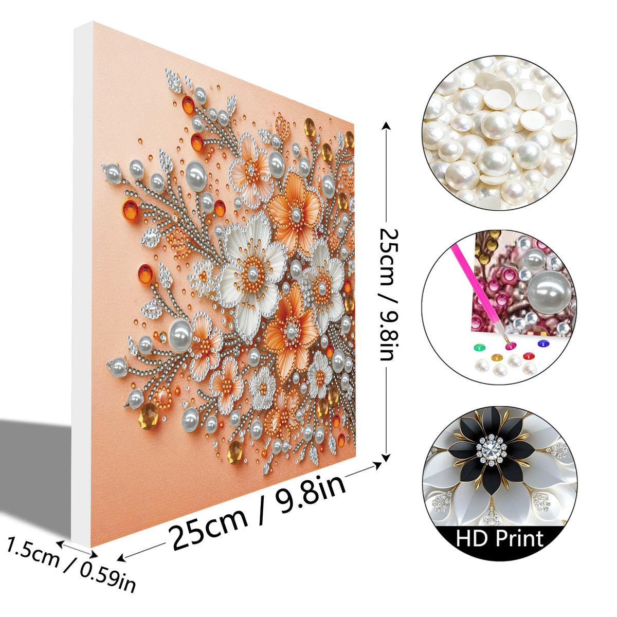 (Pre-Framed)Flower-Special Shape Diamond Painting Kit(25x25cm)