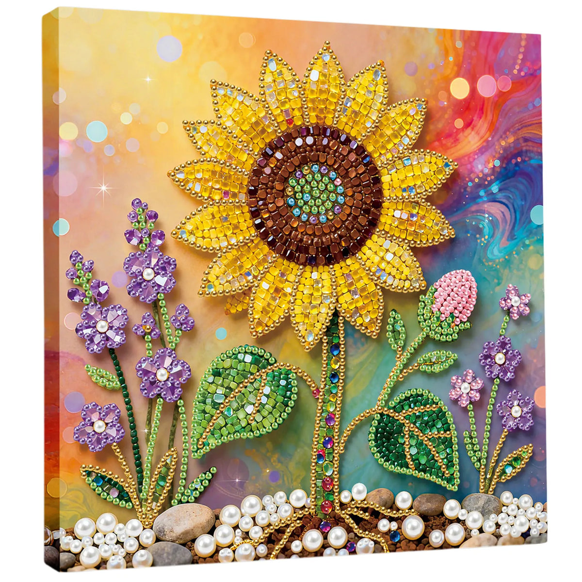 Framed Sunflower - Pearls Painting Kit for Creativity DIY Pearl Dot Crafts for Gift Home Wall Decor 25*25CM