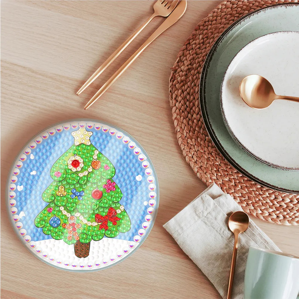 [Upgrade]6pcs/set DIY Diamond Painting Waterproof Case Classic Xmas Coaster Gift Decor Set