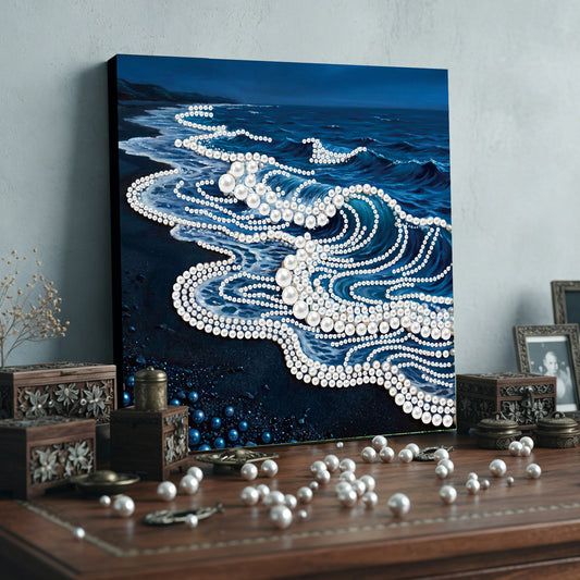 Framed Waves-Pearls Painting Kit DIY Diamond Painting Pearl Dot Crafts 25*25CM