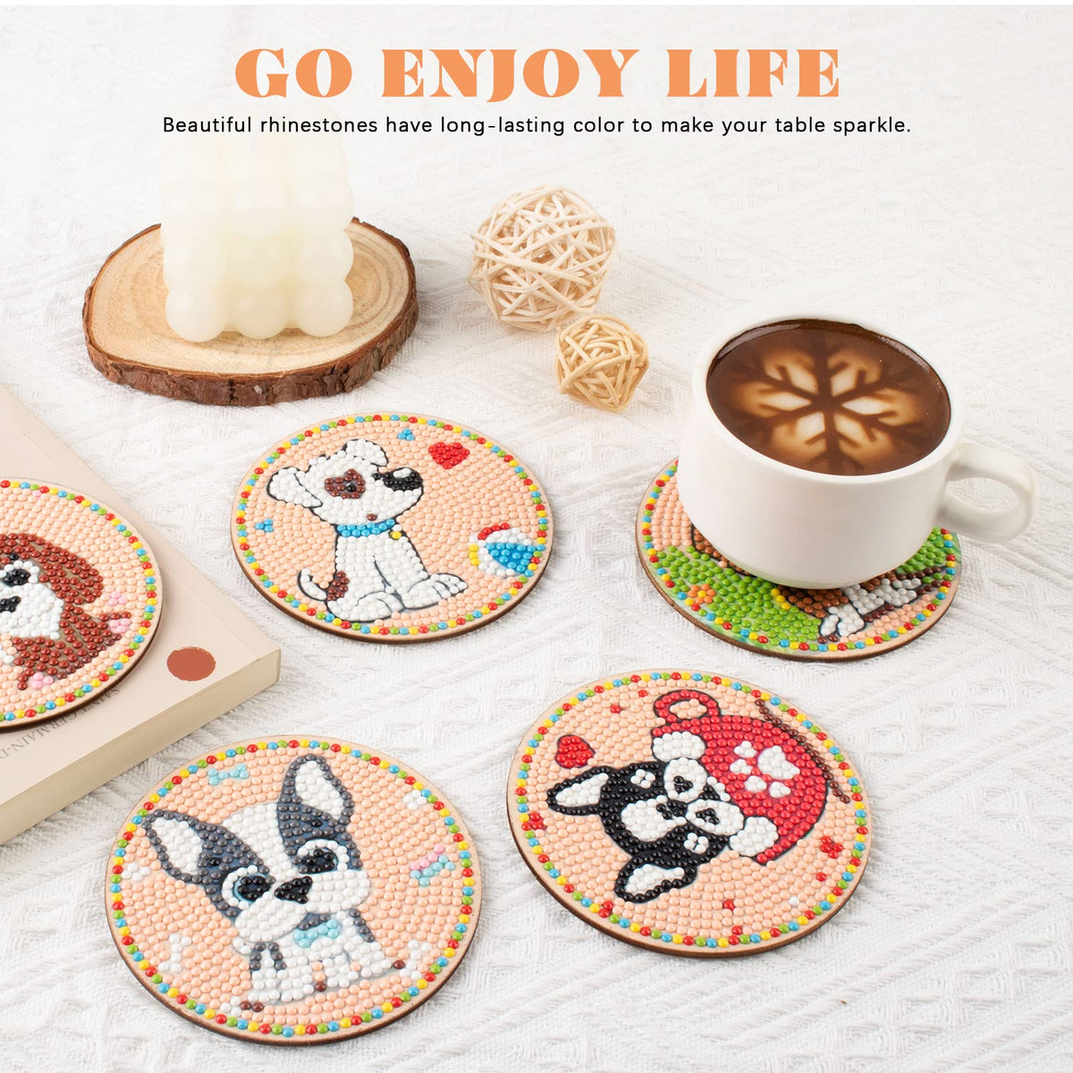 8PCS Special Shape Diamond Painting Coasters Kits (Puppy)