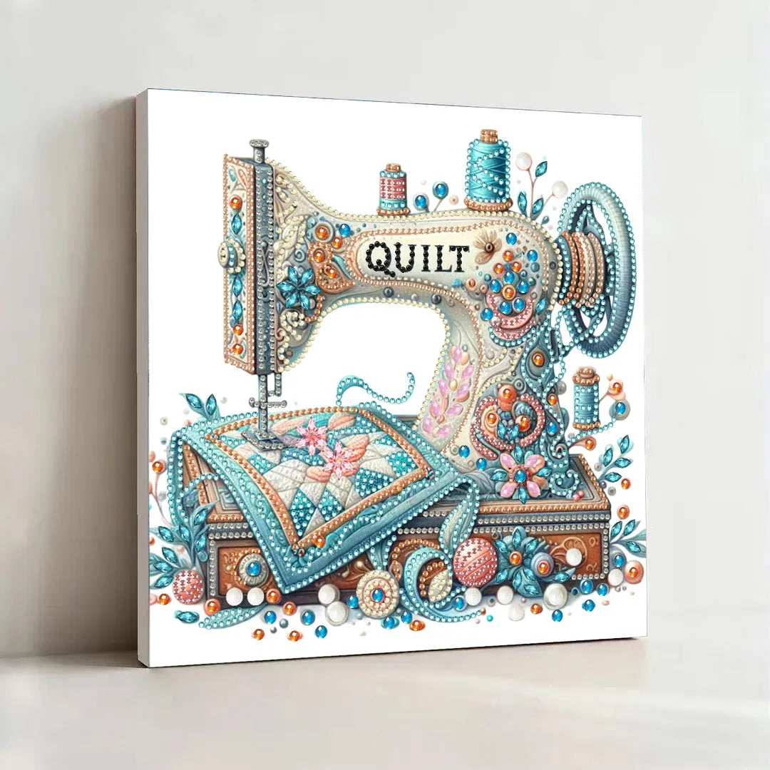 (Pre-Framed)Sewing Mechine-Special Shape Diamond Painting Kit(25x25cm)