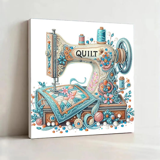 (Pre-Framed)Sewing Mechine-Special Shape Diamond Painting Kit(25x25cm)