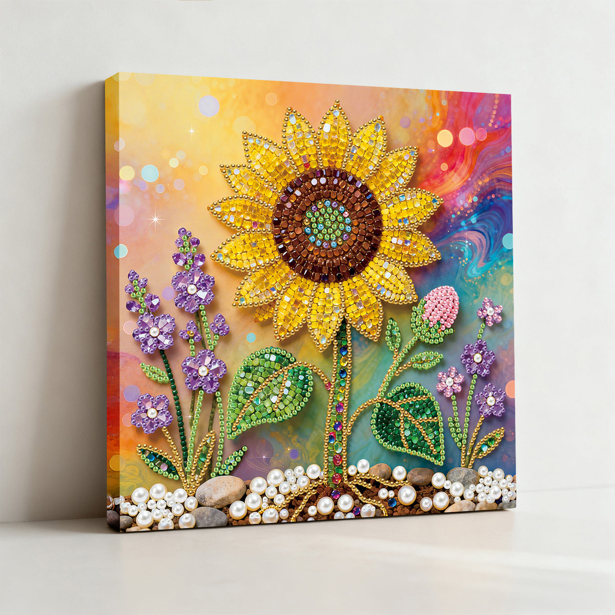 Framed Sunflower - Pearls Painting Kit for Creativity DIY Pearl Dot Crafts for Gift Home Wall Decor 25*25CM