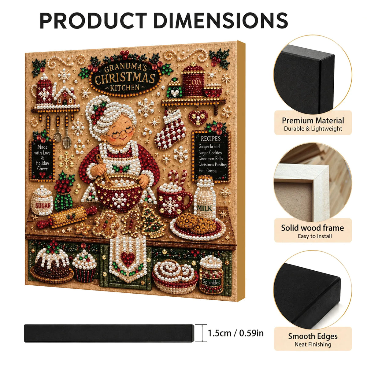 DIY Pearl Painting  Xmas Kitchen with Frame(20x20cm)