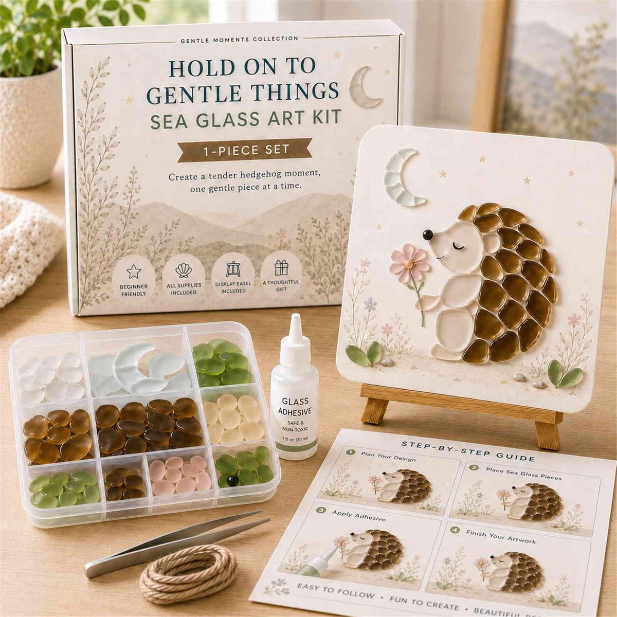 🦔✨ DIY Hedgehog Sea Glass Art Kit