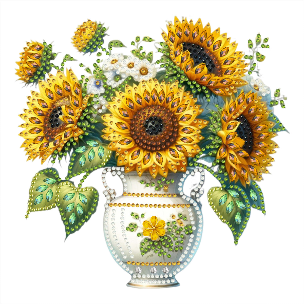 Sunflower DIY Special Shape Double sided Print Clear Diamond Art Kit Wooden Framed Diamond Painting Kit(21.5x21.5cm)
