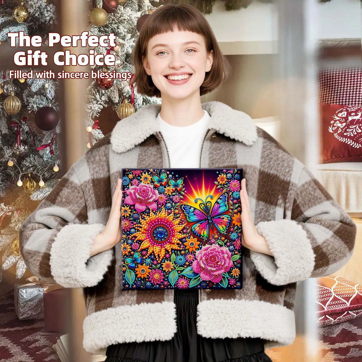 (Pre-Framed)Butterfly Flower-Special Shape Diamond Painting Kit(29x29cm)