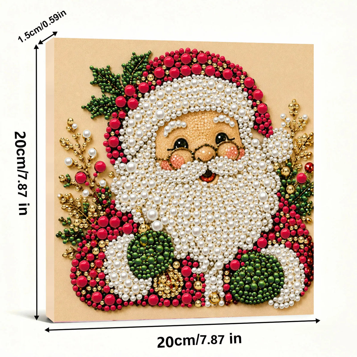 DIY Pearl Painting Santa Claus with Frame(20x20cm)