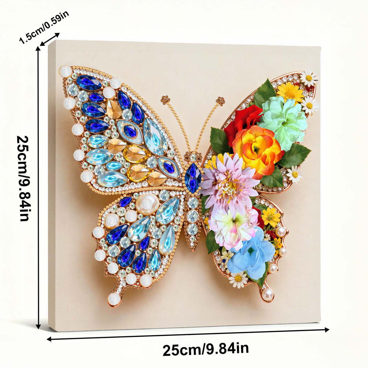 Pre-Framed 3D Rhinestones Butterfly With Artificial Flower Diamond Painting DIY Craft Kit