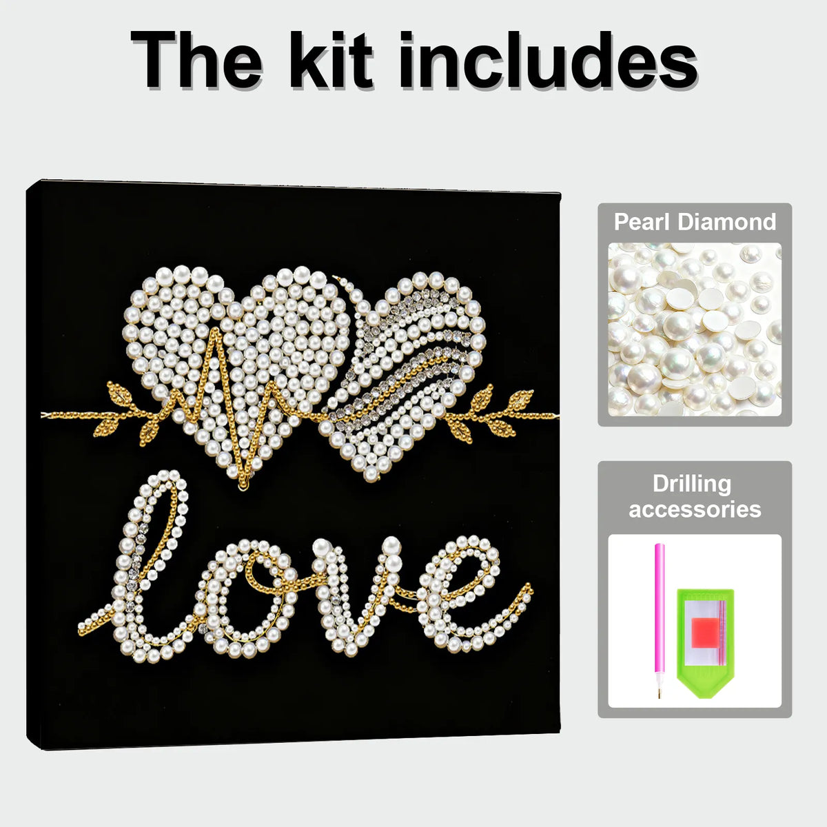 Framed Love - Pearls Painting Kit for Creativity DIY Pearl Dot Crafts for Gift Home Wall Decor 25*25CM