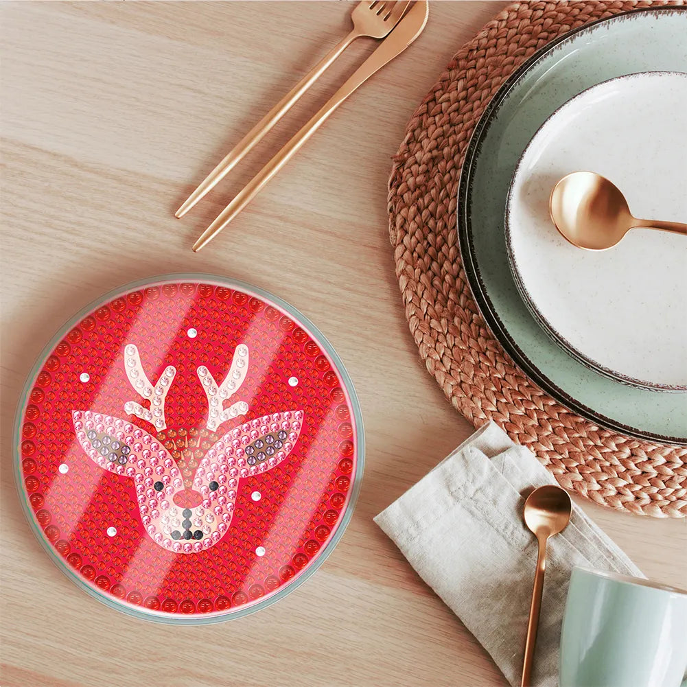 [Upgrade]6pcs/set DIY Diamond Painting Waterproof Case Classic Xmas Coaster Gift Decor Set