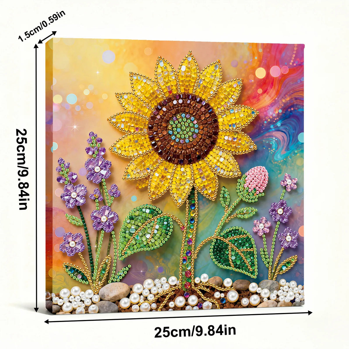Framed Sunflower - Pearls Painting Kit for Creativity DIY Pearl Dot Crafts for Gift Home Wall Decor 25*25CM