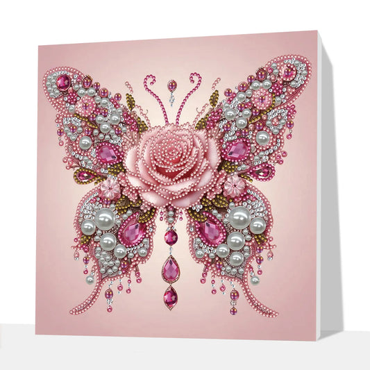 Framed Butterfly - Pearls Painting Kit for Creativity DIY Pearl Dot Crafts for Gift Home Wall Decor 25*25CM (With Frame)