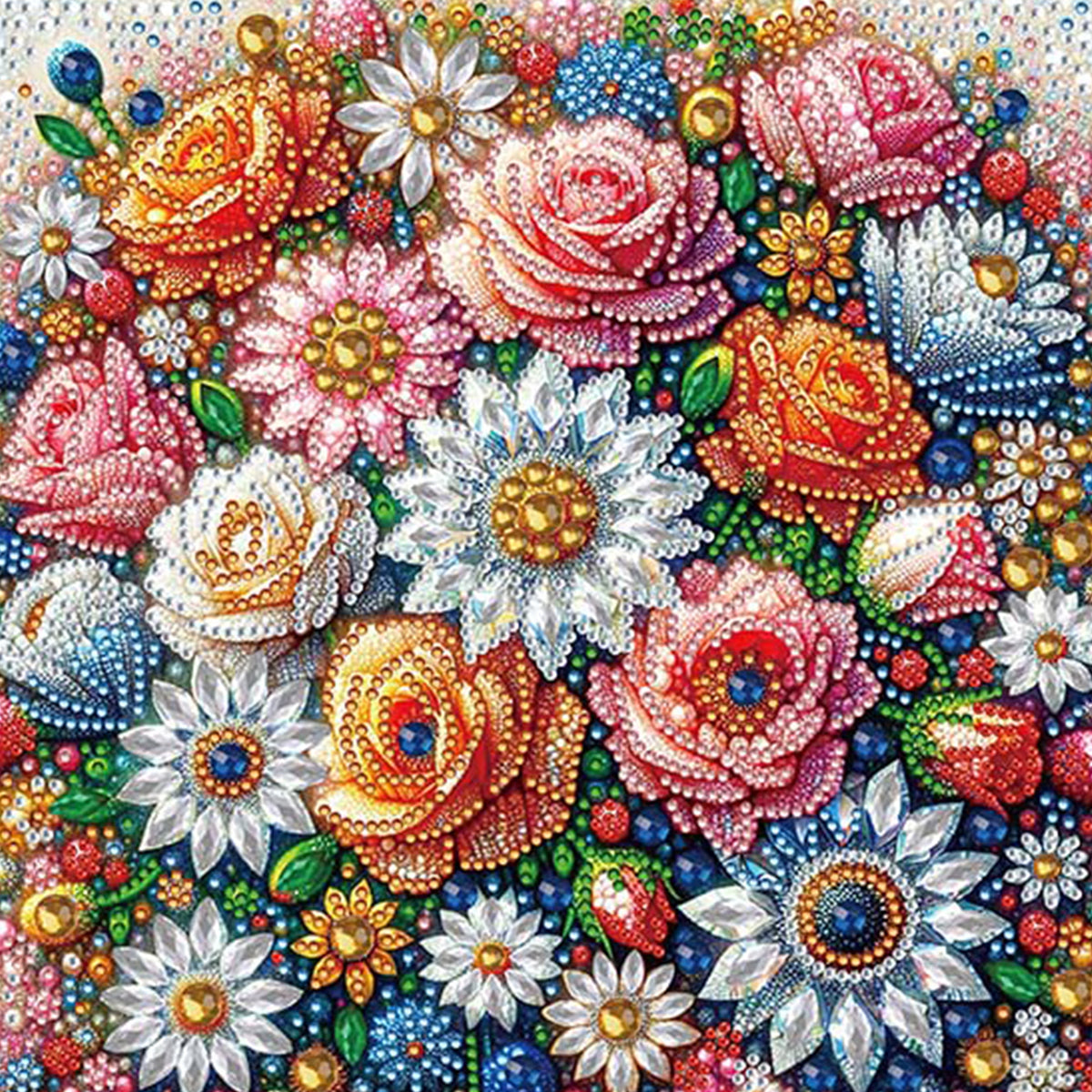 Flower DIY Special Shape Drill Art Craft Pearl Diamond Painting with Frame 25x25cm Diamond Art Pearl Painting Kit for Adults Beginners Home Decor
