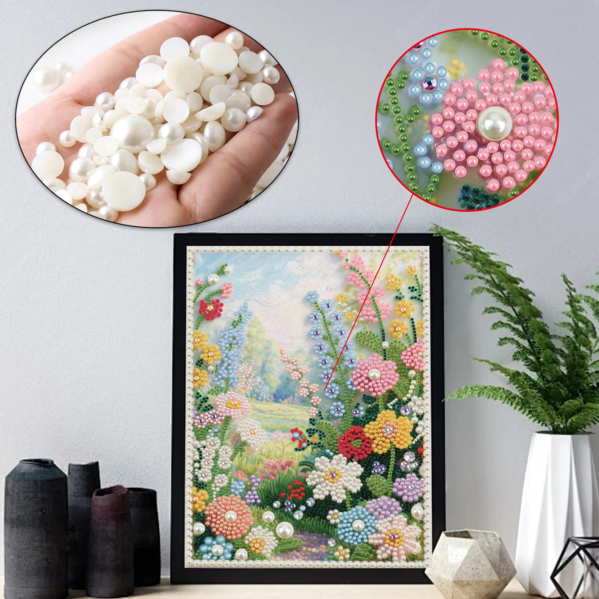Country Road-Pearls Painting Kit for Creativity DIY Pearl Dot Crafts for Gift Home Wall Decor 30*40CM