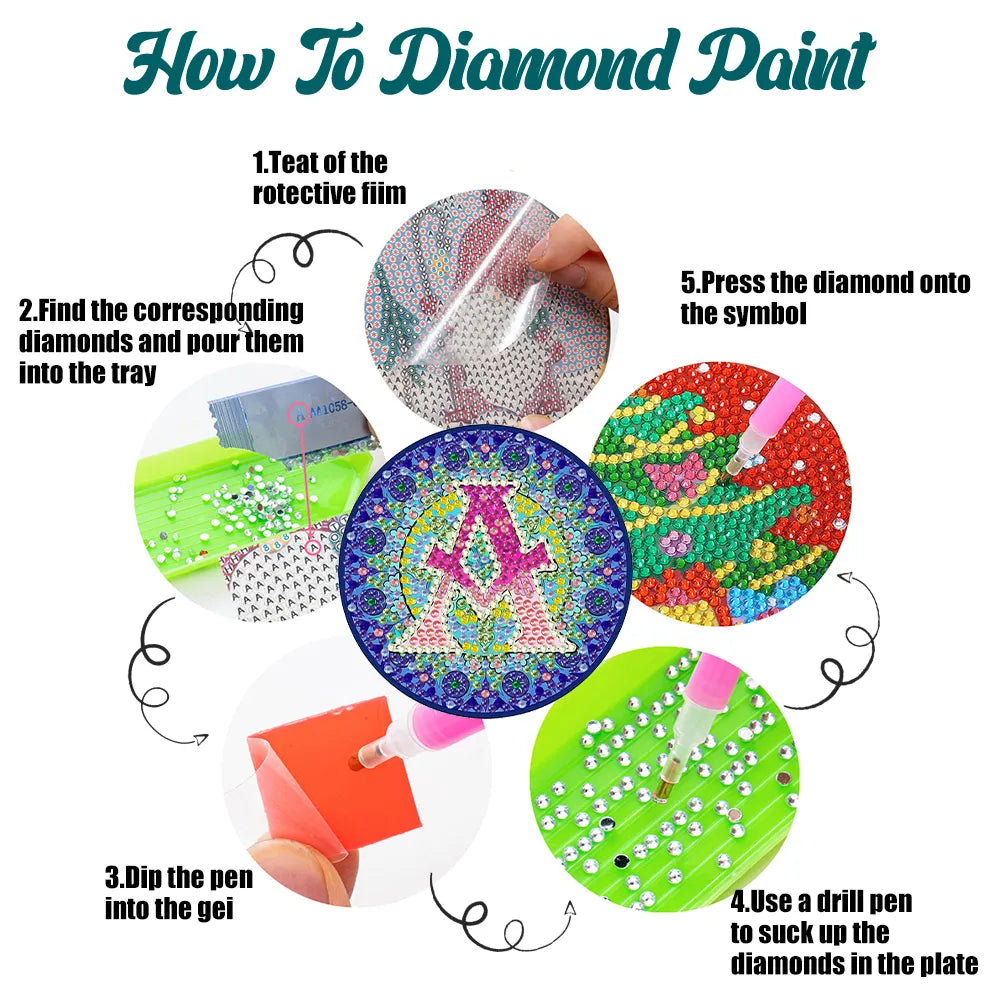 2pcs/set DIY Diamond Painting Special Shape Acrylic Alphabet Coaster Kit
