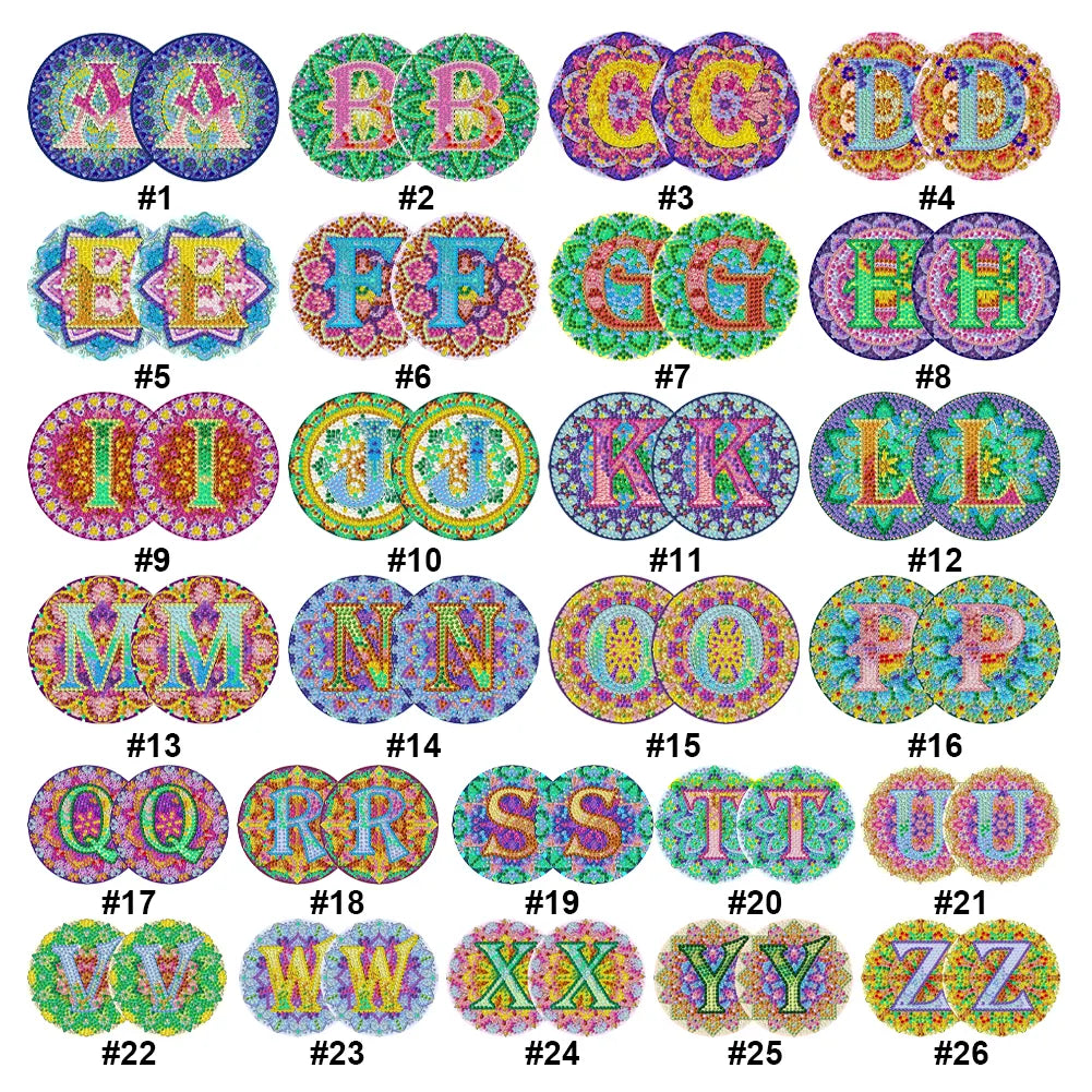 2pcs/set DIY Diamond Painting Special Shape Acrylic Alphabet Coaster Kit