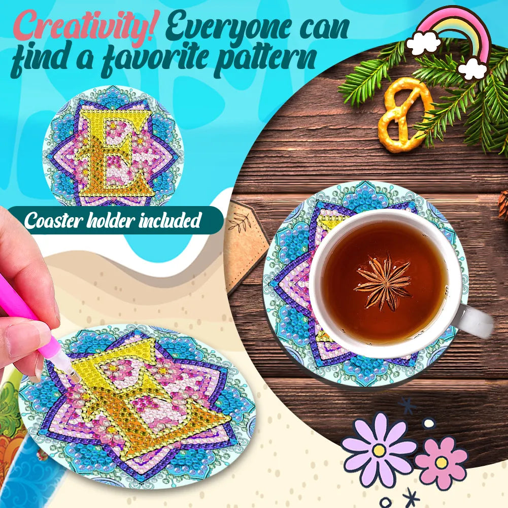 2pcs/set DIY Diamond Painting Special Shape Acrylic Alphabet Coaster Kit