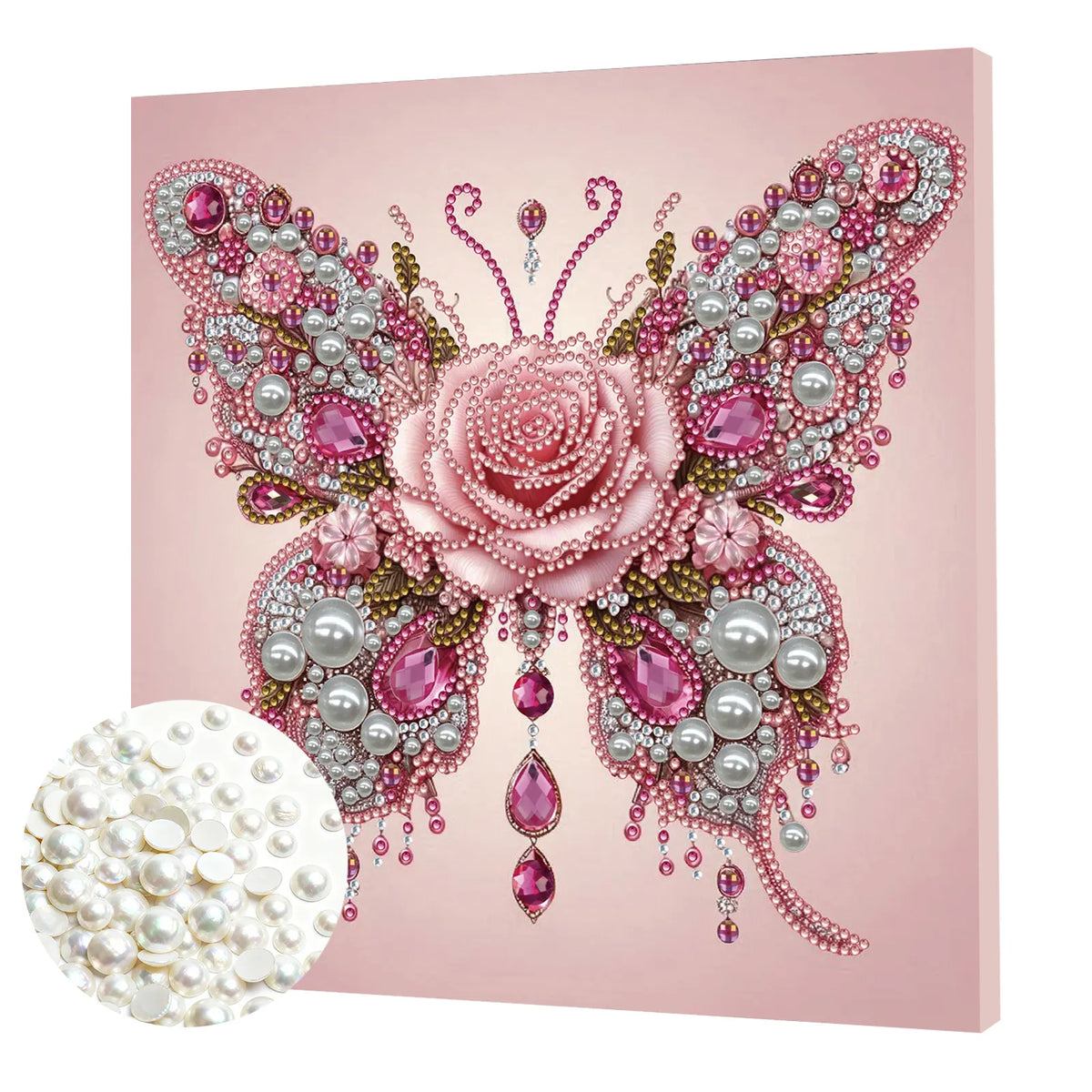 Framed Butterfly - Pearls Painting Kit for Creativity DIY Pearl Dot Crafts for Gift Home Wall Decor 25*25CM (With Frame)