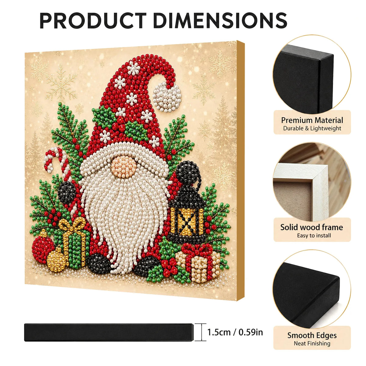 DIY Pearl Painting Christmas Goblin with Frame(20x20cm)