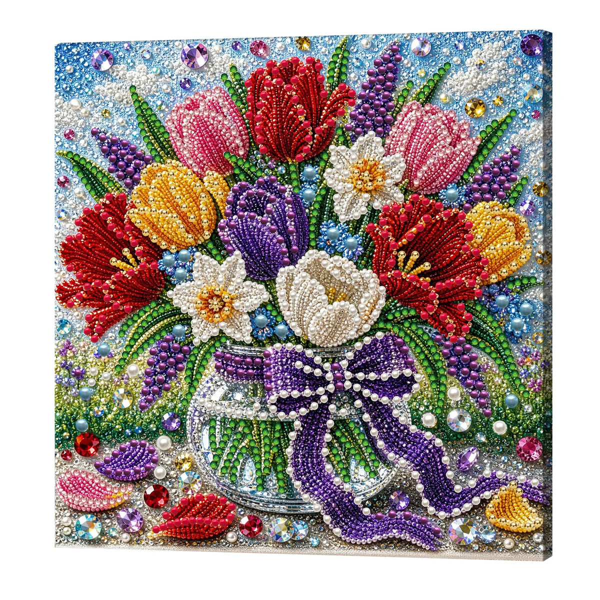 DIY Pearl Painting Tulips with Frame(20x20cm)