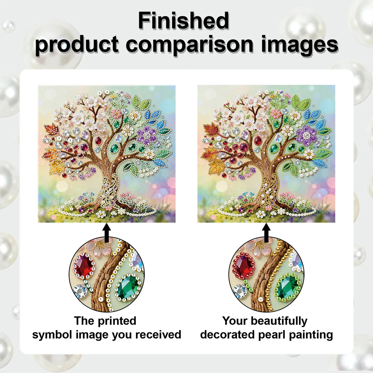 Framed Tree Of Life - Pearls Painting Kit for Creativity DIY Pearl Dot Crafts for Gift Home Wall Decor 25*25CM