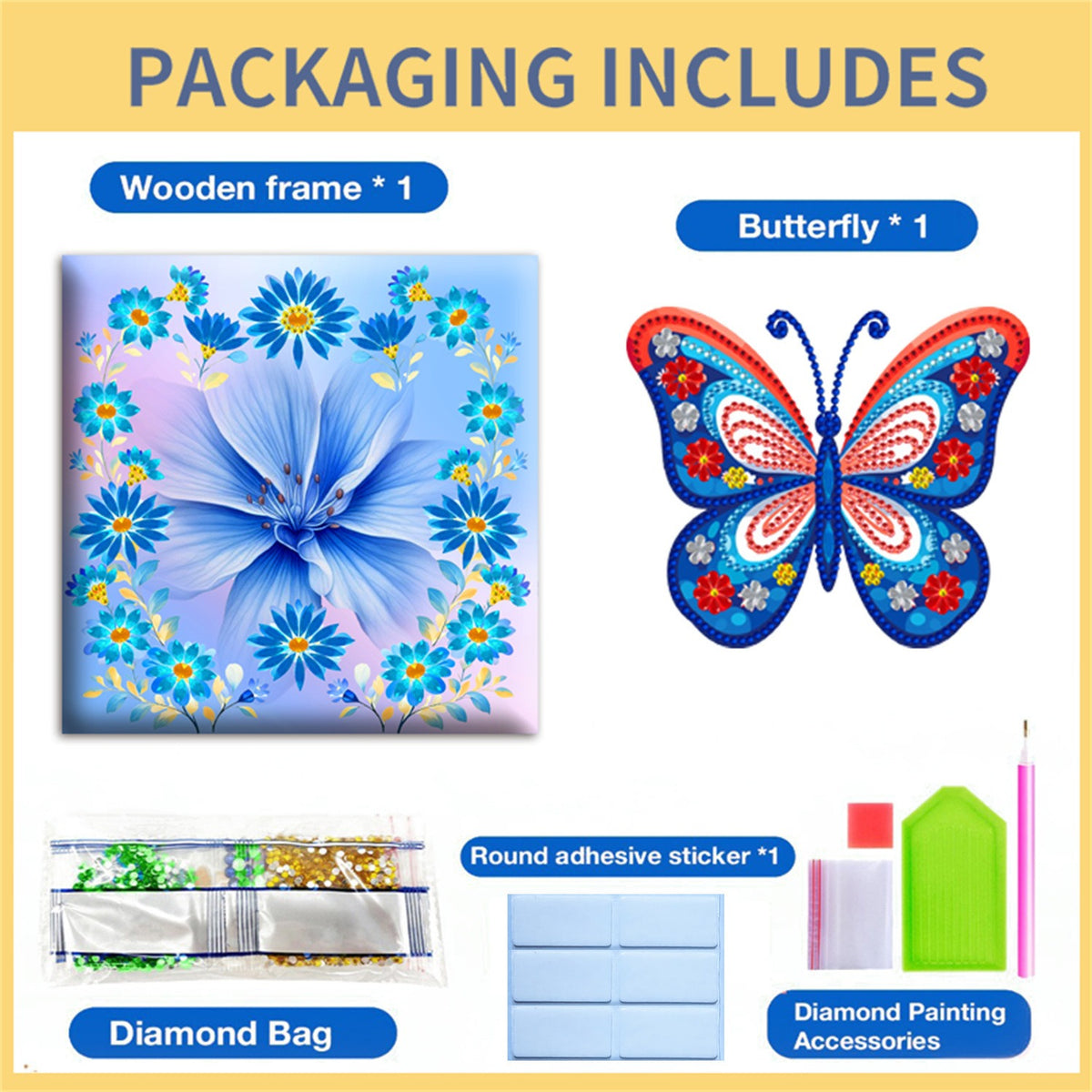 Pre-Framed DIY 3D Flapping Butterfly Diamond Painting Art Craft Kit Living Room Decor(20x20cm)