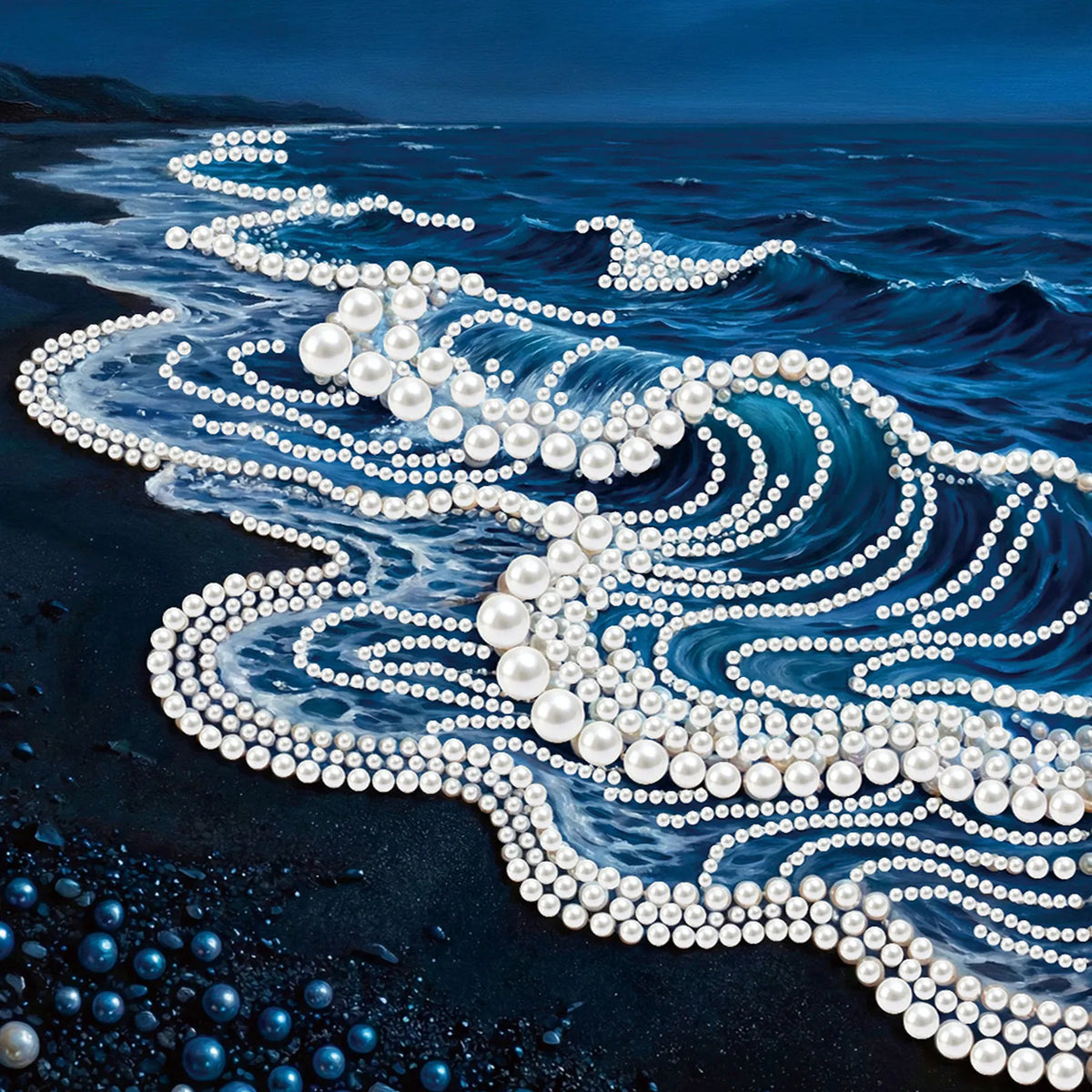 Framed Waves-Pearls Painting Kit DIY Diamond Painting Pearl Dot Crafts 25*25CM