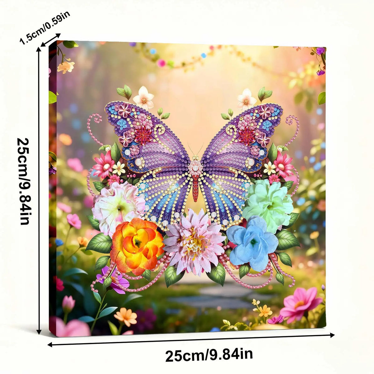 Pre-Framed 3D Rhinestones Butterfly With Artificial Flower Diamond Painting DIY Craft Kit