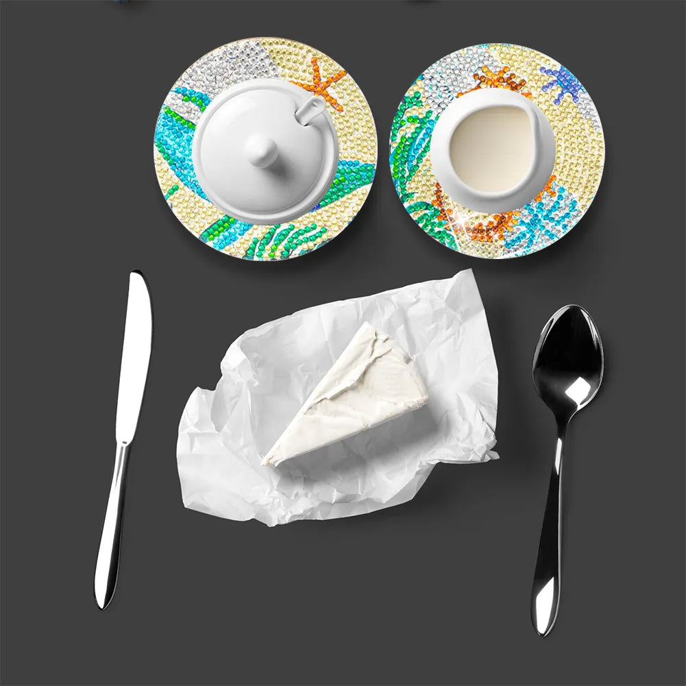 8pcs DIY Anti Slip Sea living Coasters Stackable Creative for Tabletop Protection