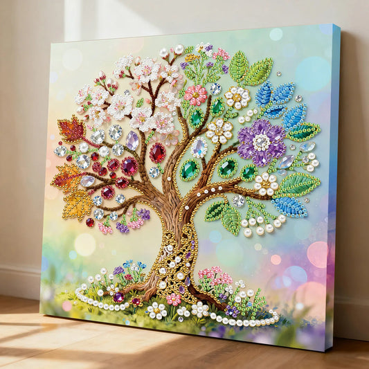 Framed Tree Of Life - Pearls Painting Kit for Creativity DIY Pearl Dot Crafts for Gift Home Wall Decor 25*25CM