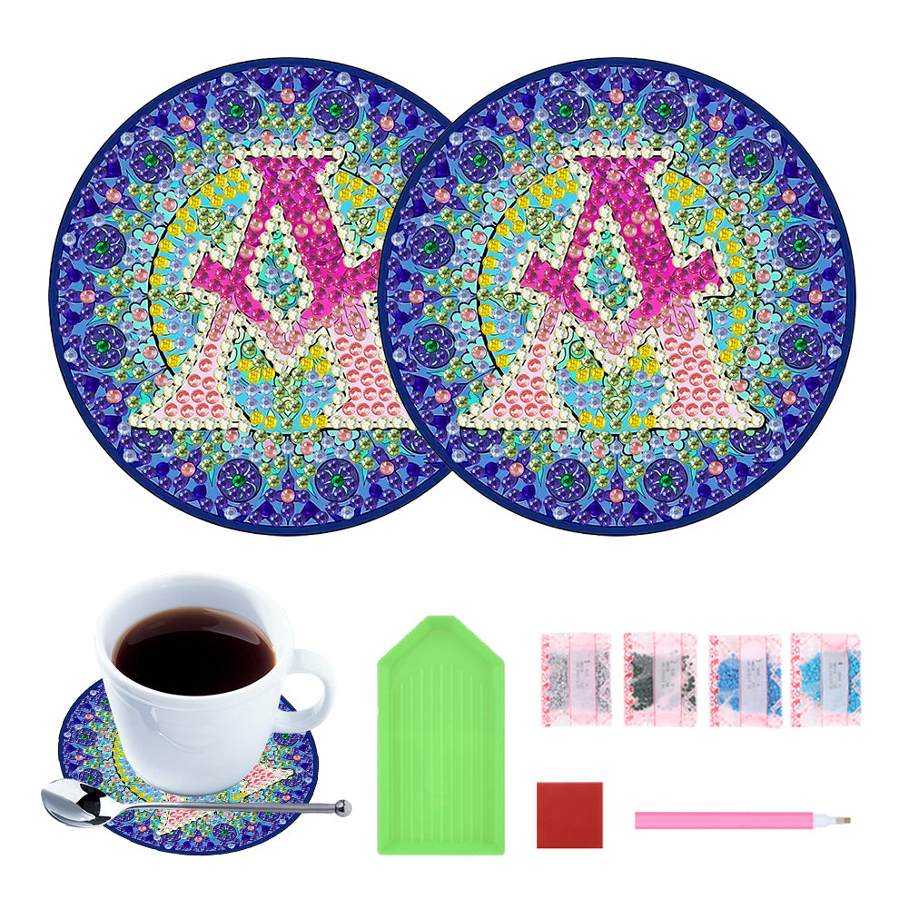 2pcs/set DIY Diamond Painting Special Shape Acrylic Alphabet Coaster Kit