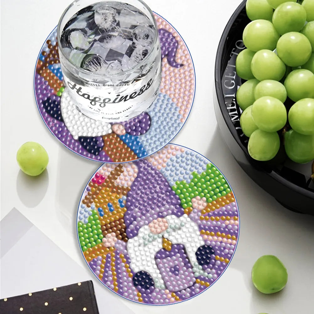 6pcs/set DIY Diamond Crafts Special Shape Coasters Kits (Lavender Gnome)