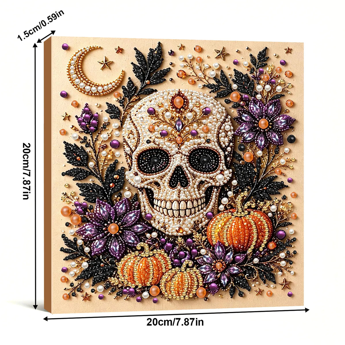 DIY Pearl Painting Halloween Skeletons with Frame(20x20cm)
