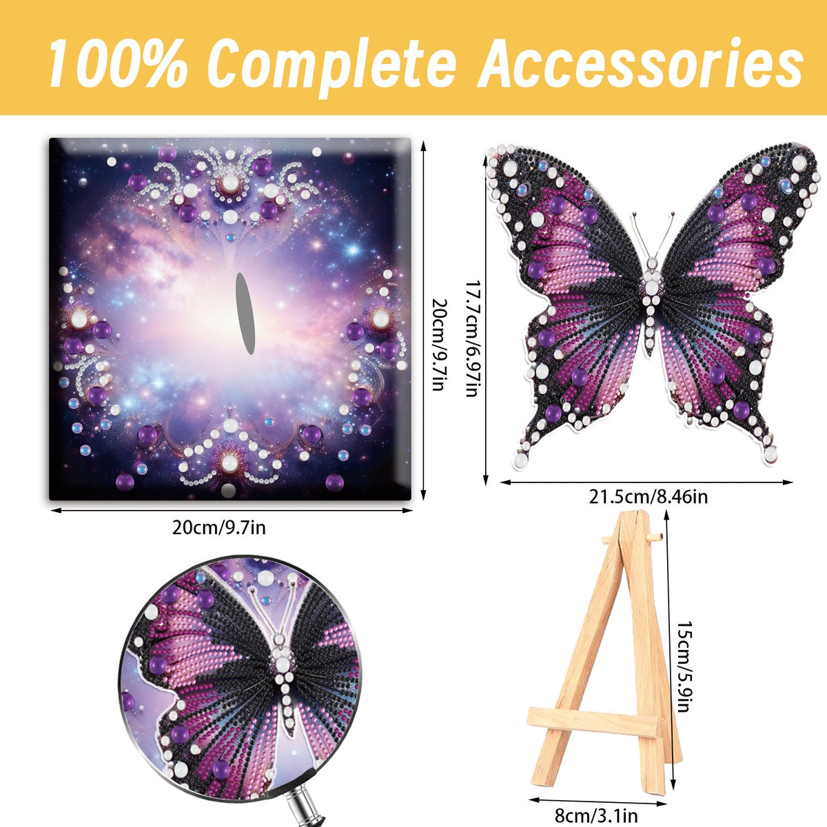 Pre-Framed DIY 3D Flapping Butterfly Diamond Painting Art Craft Kit Living Room Decor(20x20cm)