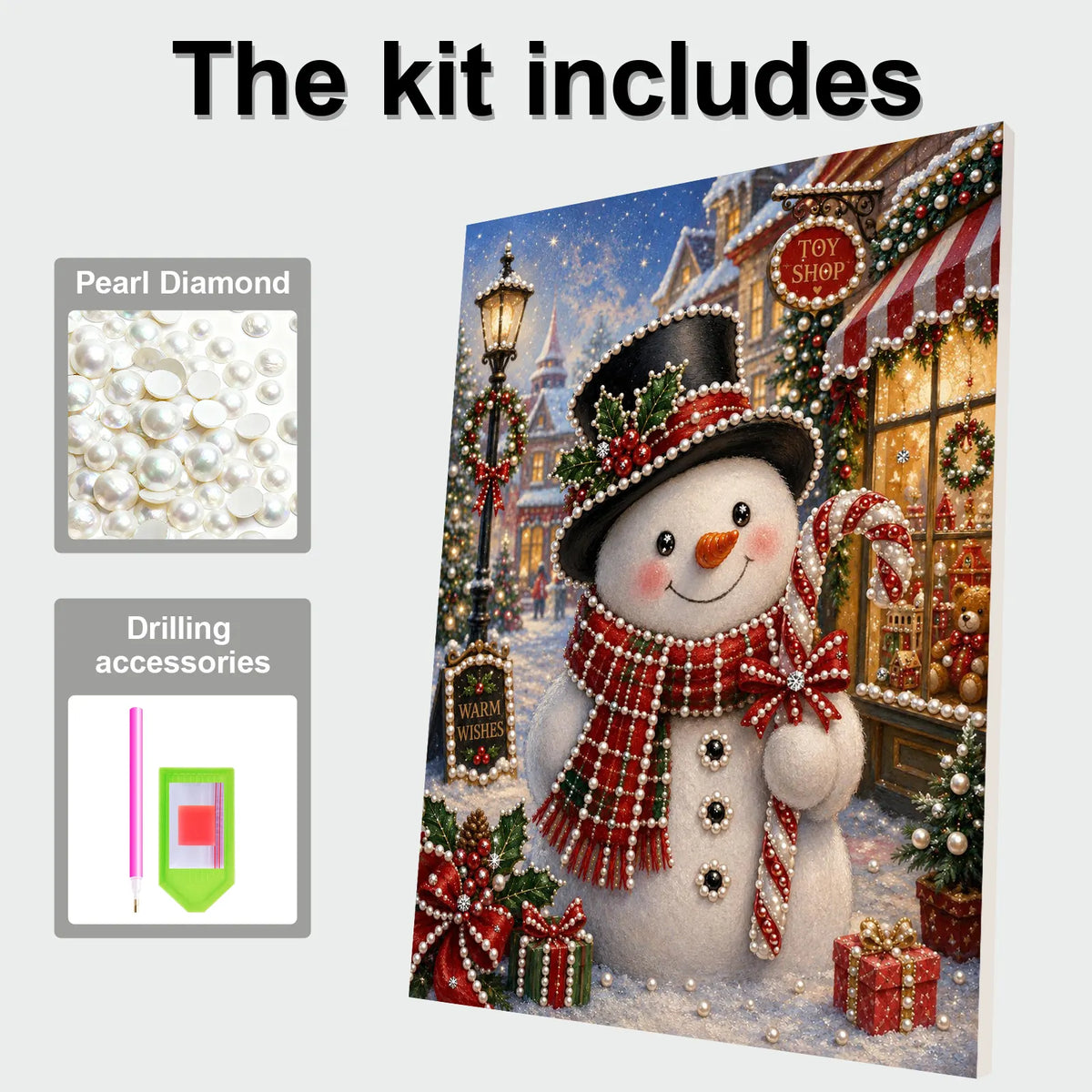Diamond Painting-DIY Sparkling Special Shaped Pearl Drill Christmas Snowman(30x40cm)