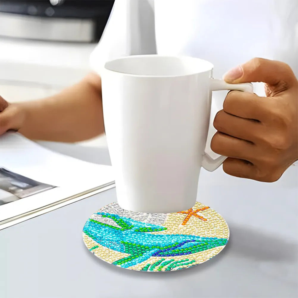 8pcs DIY Anti Slip Sea living Coasters Stackable Creative for Tabletop Protection