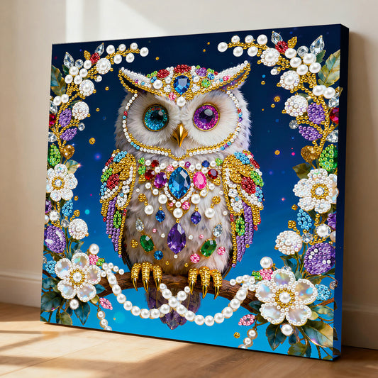 Framed Owl - Pearls Painting Kit for Creativity DIY Pearl Dot Crafts for Gift Home Wall Decor 25*25CM