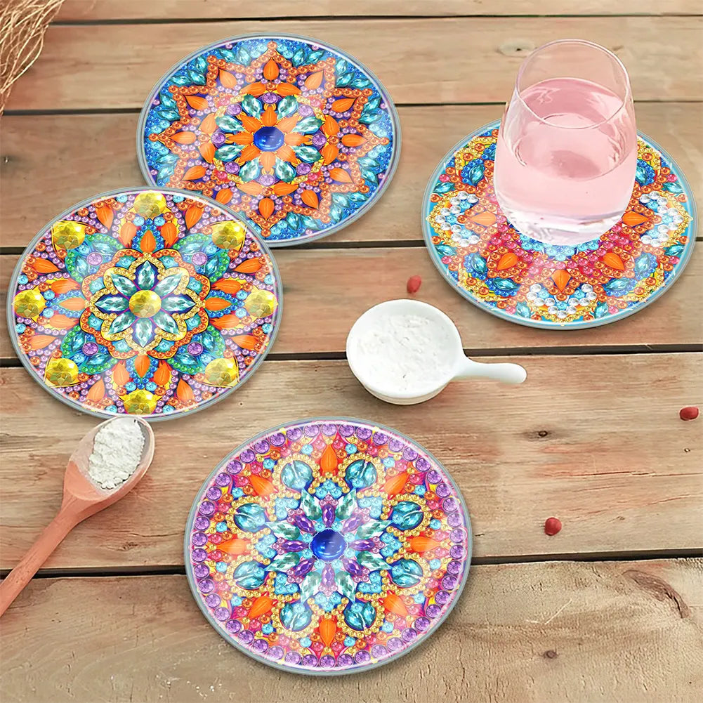 [Upgrade]6pcs/set DIY Diamond Painting Waterproof Case Classic Mandala Coaster Gift Decor Set