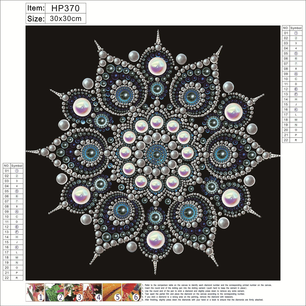 Mandala - Pearls Painting Kit for Creativity DIY All-Pearl Dot Crafts for Gift Home Wall Decor 30*30cm (Without Frame)