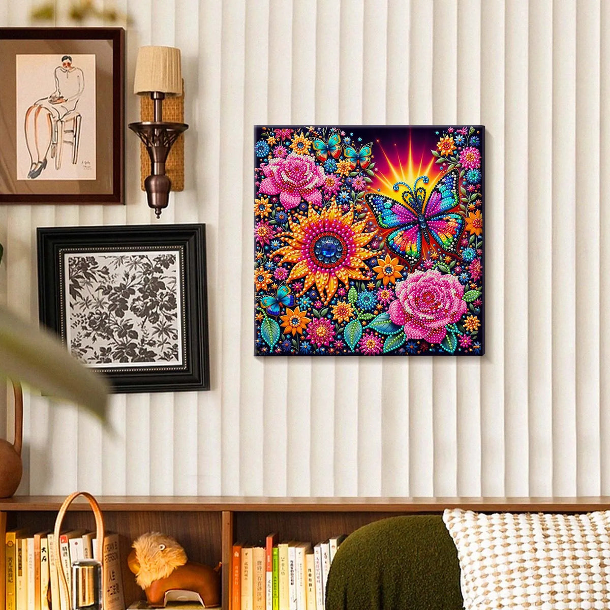 (Pre-Framed)Butterfly Flower-Special Shape Diamond Painting Kit(29x29cm)