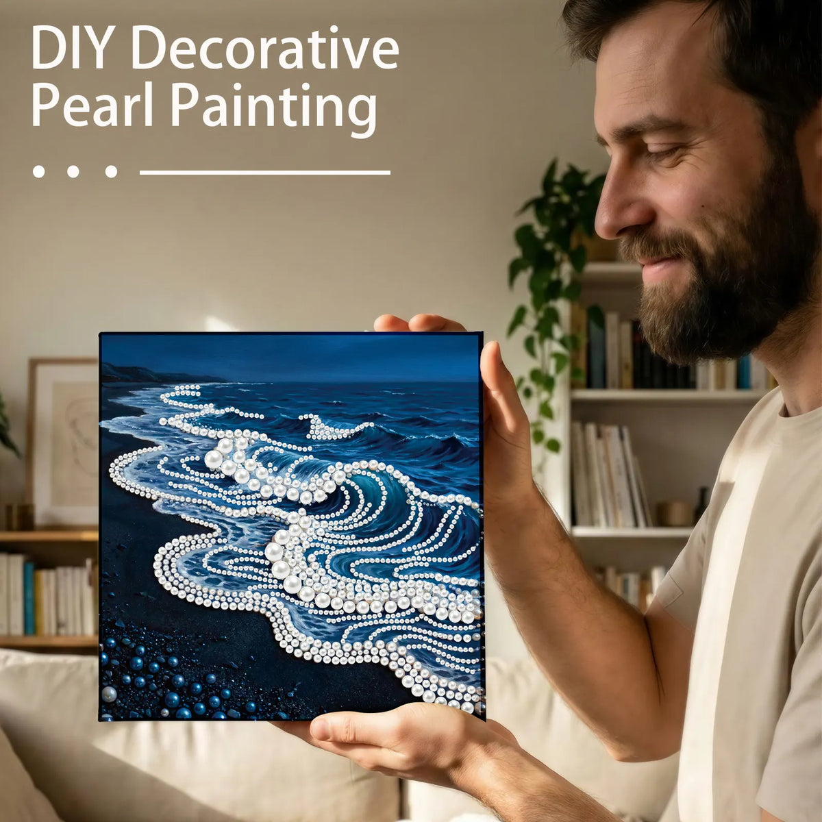 Framed Waves-Pearls Painting Kit DIY Diamond Painting Pearl Dot Crafts 25*25CM
