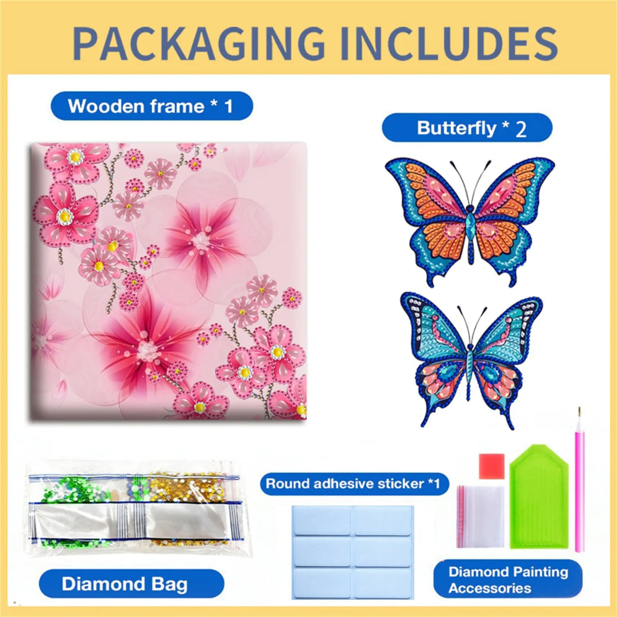 Pre-Framed DIY 3D Flapping Butterfly Diamond Painting Art Craft Kit Living Room Decor(20x20cm)
