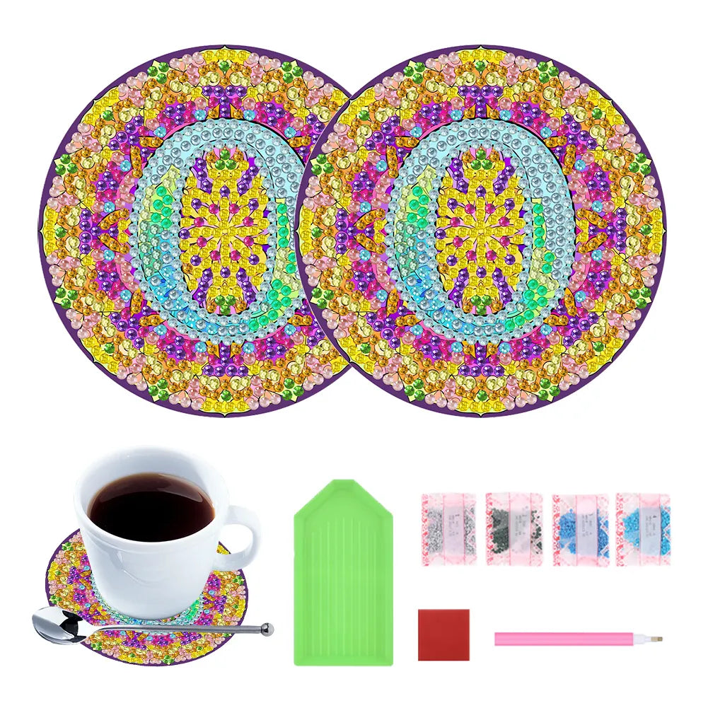 2pcs/set DIY Diamond Painting Special Shape Acrylic Alphabet Coaster Kit