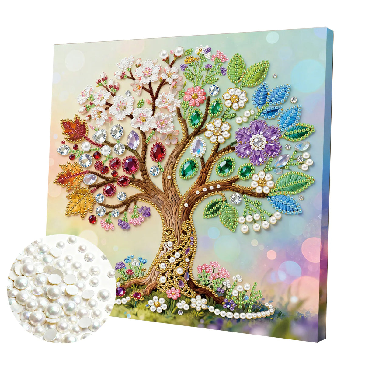 Framed Tree Of Life - Pearls Painting Kit for Creativity DIY Pearl Dot Crafts for Gift Home Wall Decor 25*25CM