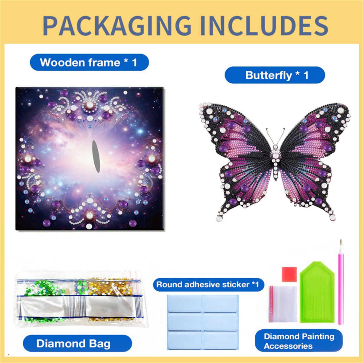 Pre-Framed DIY 3D Flapping Butterfly Diamond Painting Art Craft Kit Living Room Decor(20x20cm)