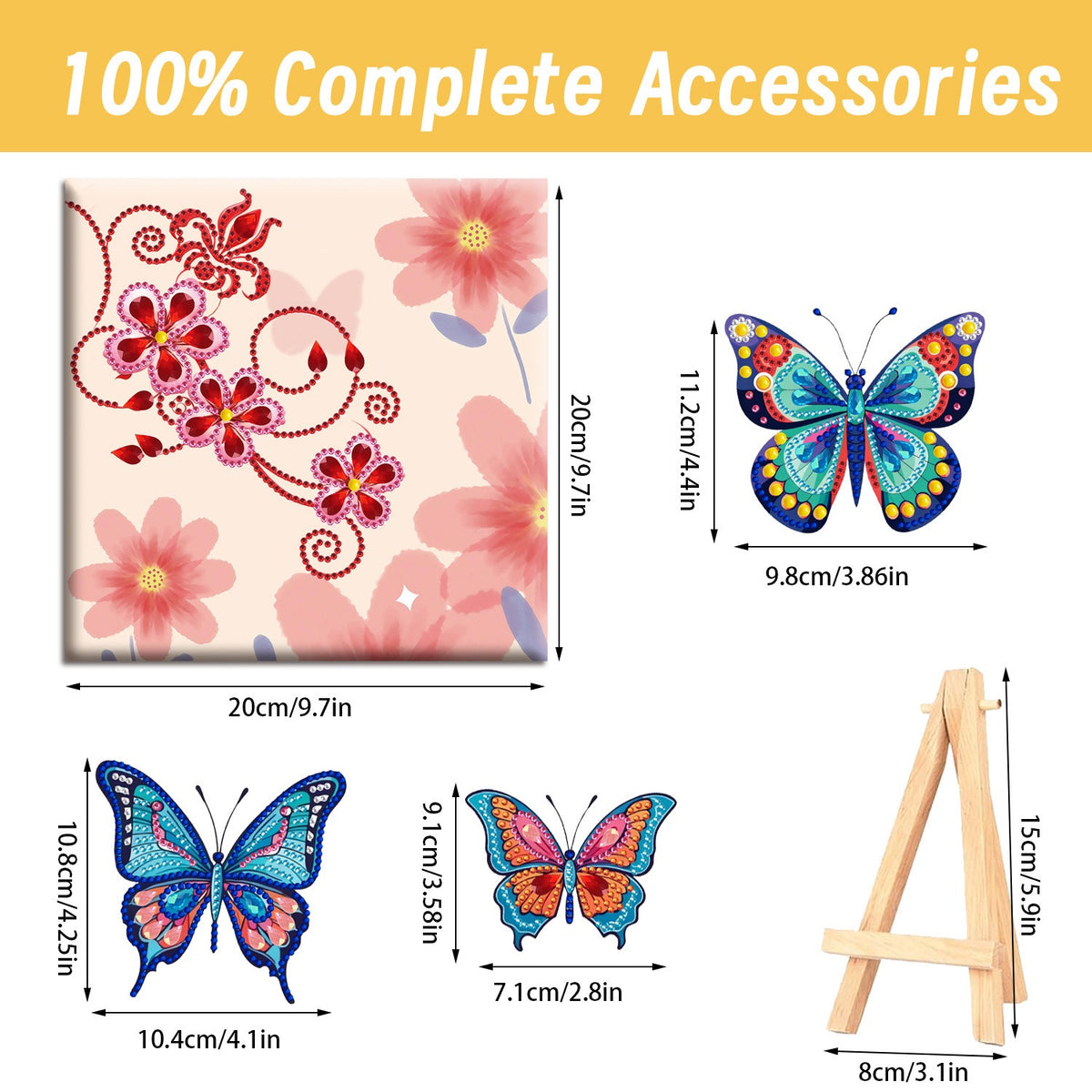 Pre-Framed DIY 3D Flapping Butterfly Diamond Painting Art Craft Kit Living Room Decor(20x20cm)