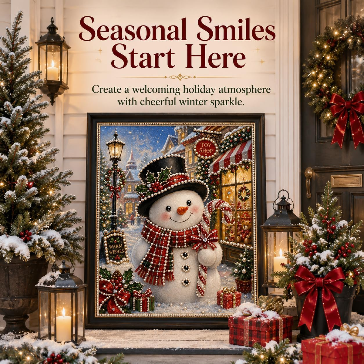 Diamond Painting-DIY Sparkling Special Shaped Pearl Drill Christmas Snowman(30x40cm)