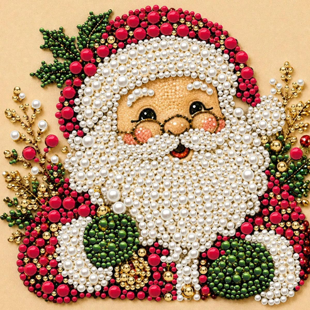 DIY Pearl Painting Santa Claus with Frame(20x20cm)